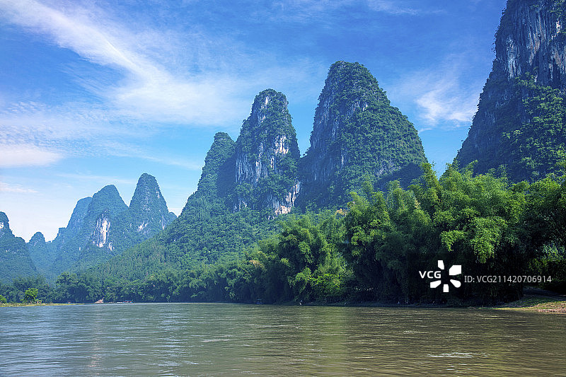 广西桂林漓江兴坪镇漓江风光图片素材