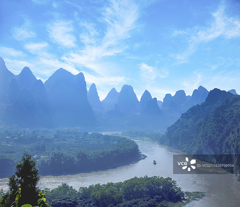 广西桂林漓江兴坪镇漓江风光图片素材