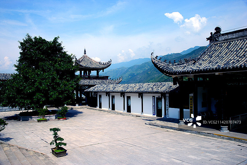 奉节白帝城岛风雨廊桥图片素材