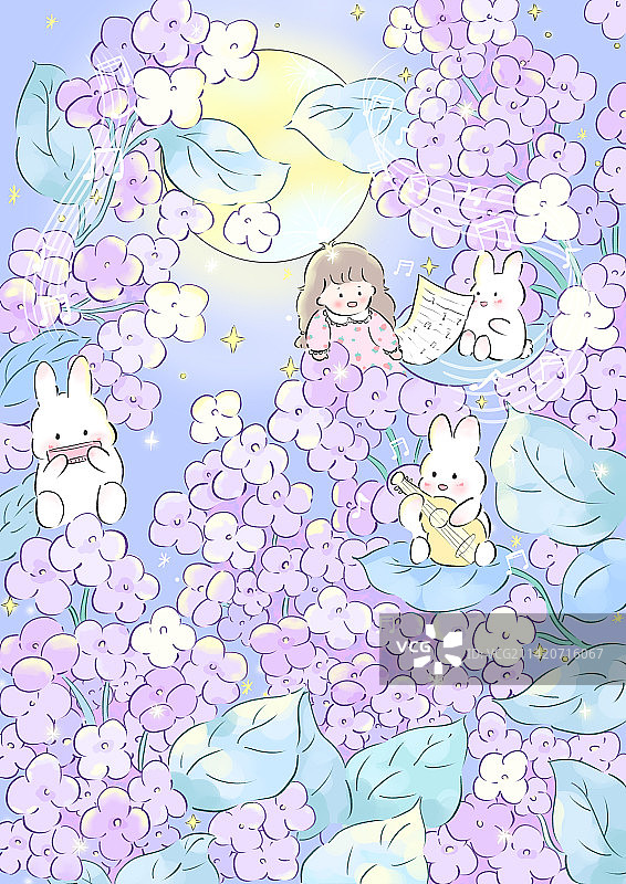 丁香花丛中的音乐会图片素材