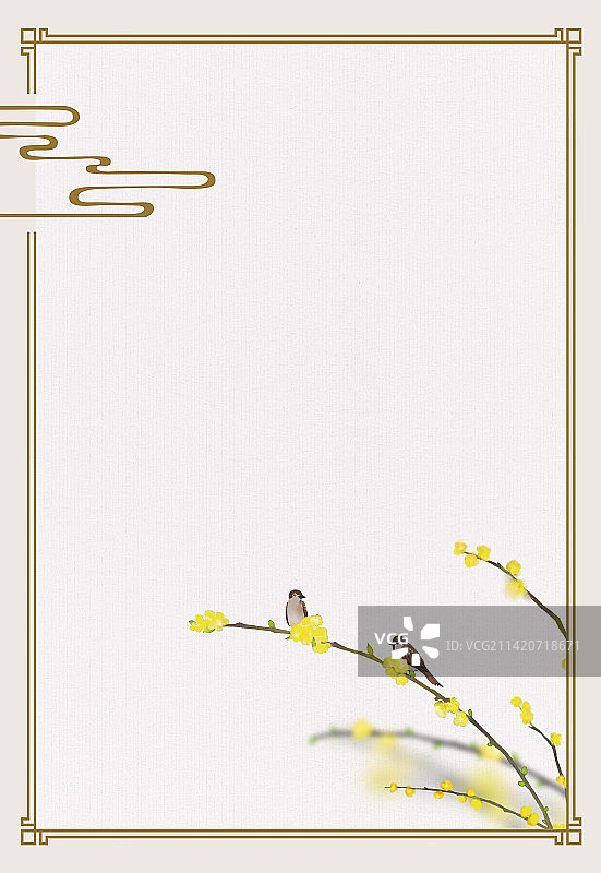 迎春花中式立春节气边框图片素材