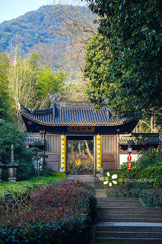 浙江省杭州市永福禅寺-古典园林风光图片素材