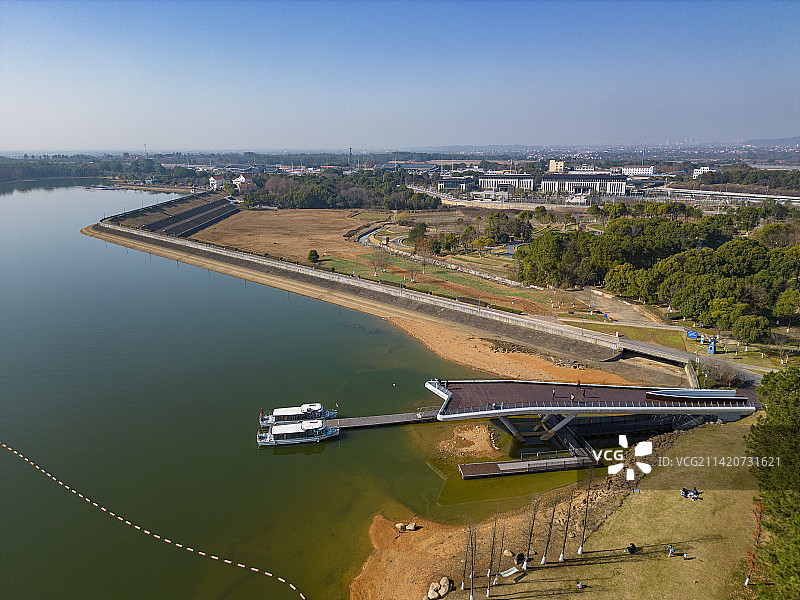浙江兰溪兰湖观景台航拍图片素材