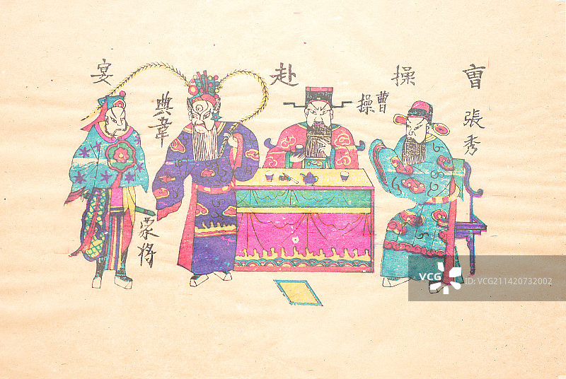 中国地方戏曲人物木版画图片素材