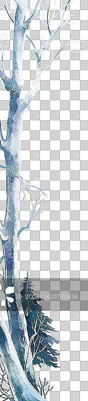 冬天冰雪覆盖的树干图片素材