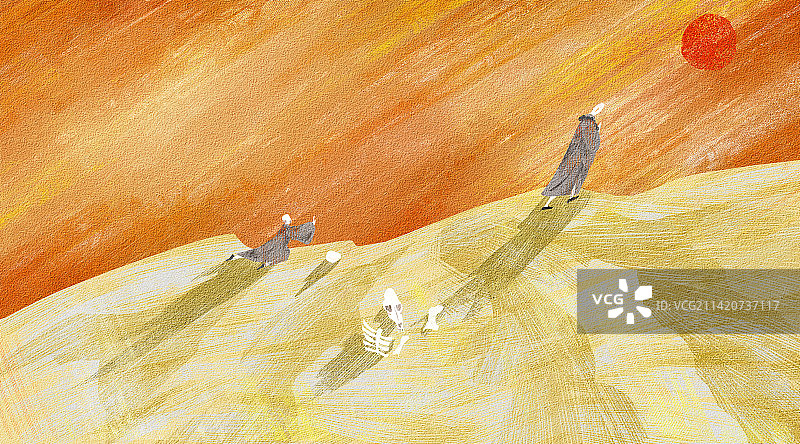 小和尚修行插画图片素材