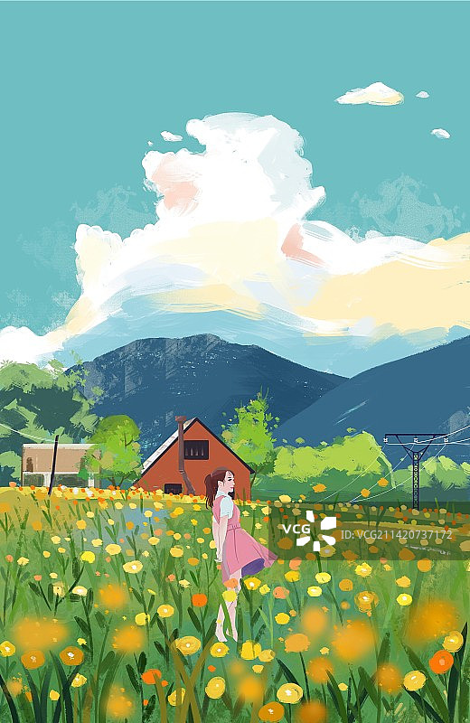 风景人物插画图片素材