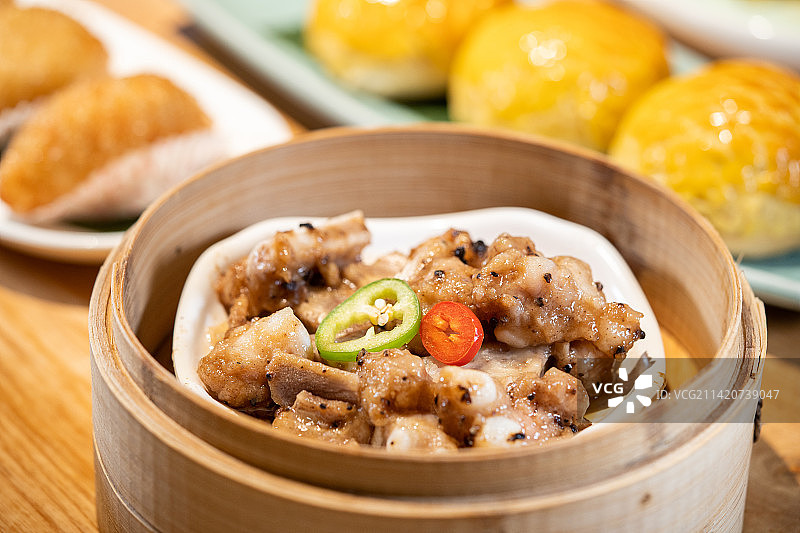 广东广州广式早点心特色传统下午茶 豉汁蒸排骨图片素材