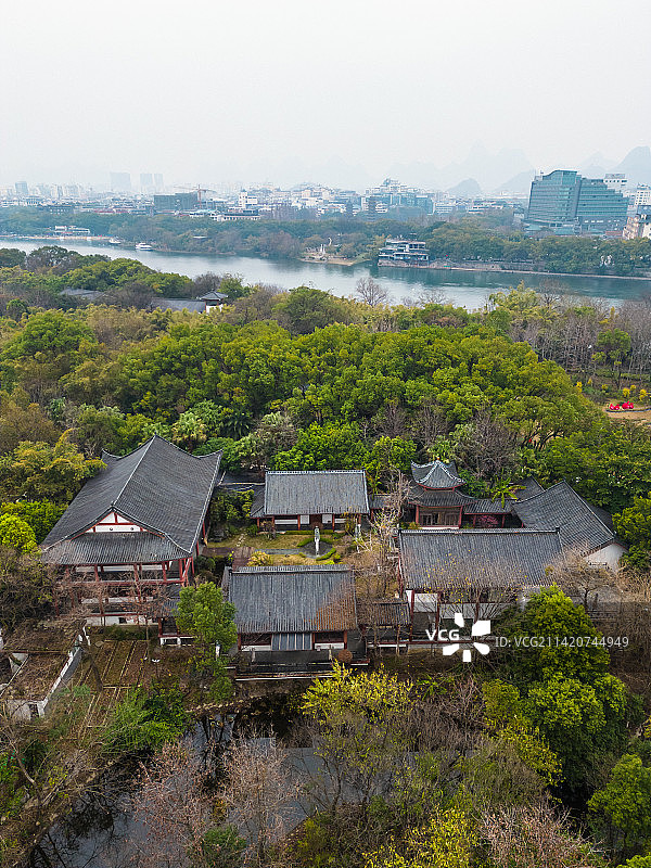 桂林訾洲公园的古建筑图片素材