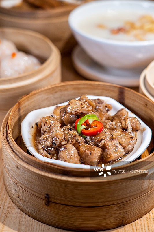 广东广州广式早点心特色传统下午茶 豉汁蒸排骨图片素材