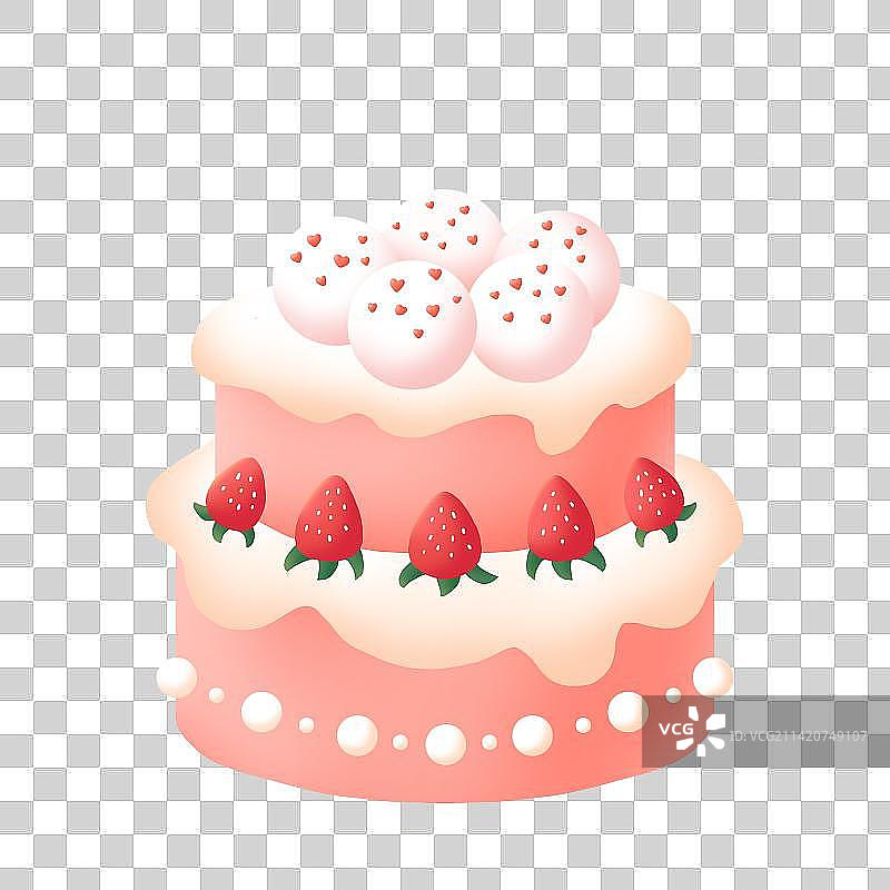 草莓奶油蛋糕插画元素图片素材
