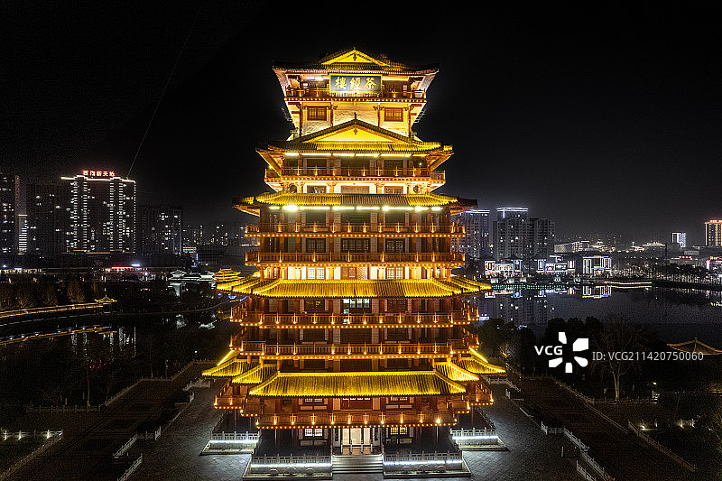 天门市城市夜景图片素材