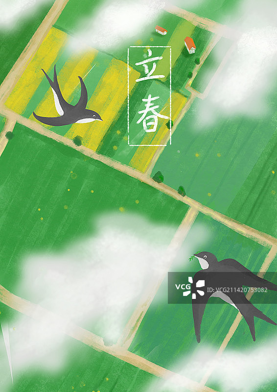 二十四节气系列插画——立春图片素材