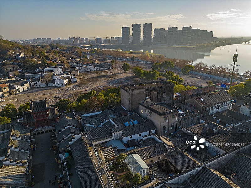 浙江兰溪古城古建筑航拍图片素材