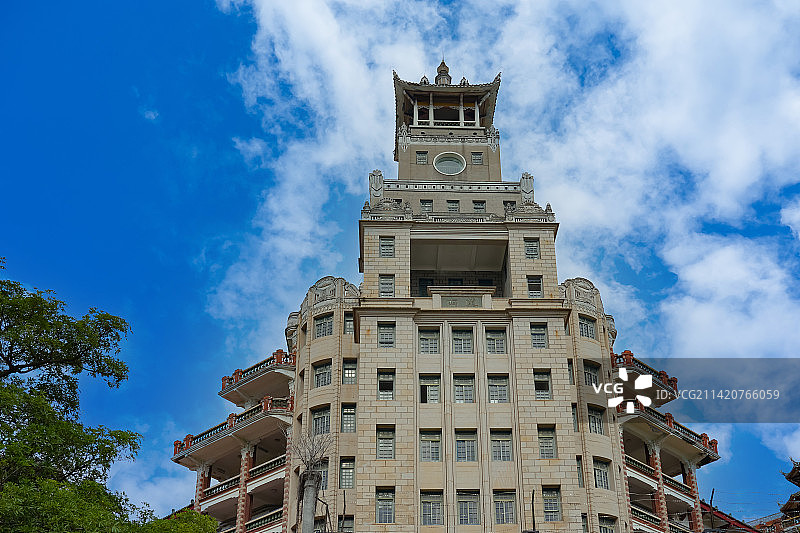 福建厦门集美学村 集美中学南薰楼  道南楼 龙舟池图片素材