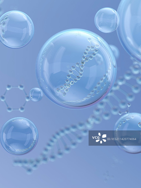 基因链和水分子模型图片素材