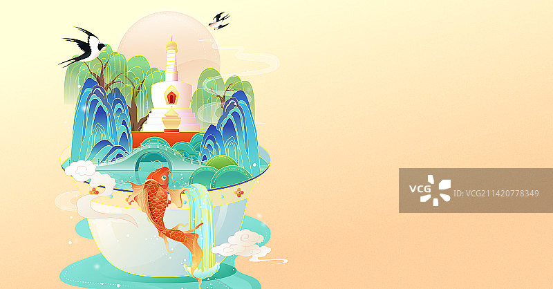 国风传统节气春分春天季节矢量插画图片素材