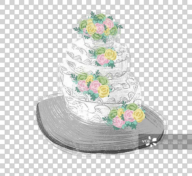 西式婚礼用品多层蛋糕插画元素图片素材