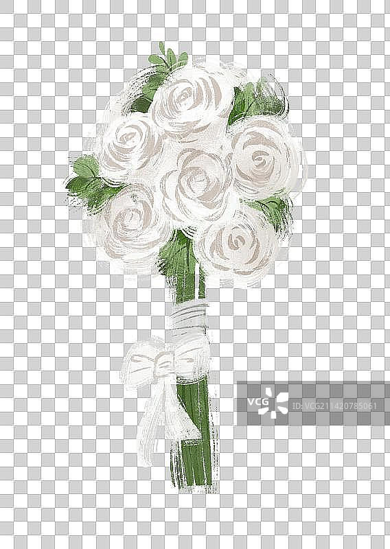 西式婚礼用品手捧花插画元素图片素材