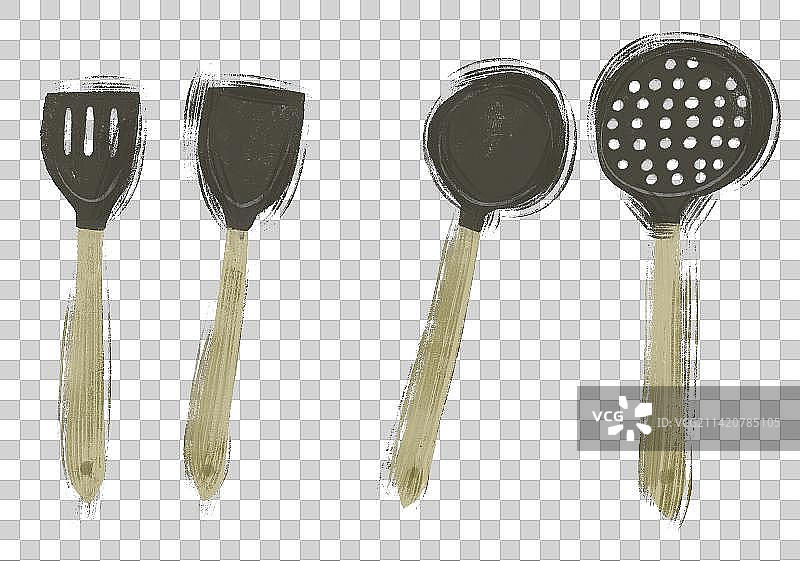 一套铲子勺子插画元素图片素材