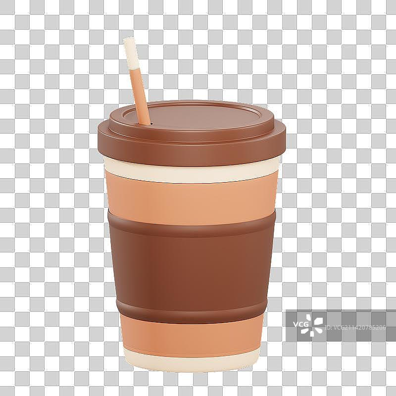 插着吸管的奶茶杯咖啡杯饮料杯，免抠透明背景图片素材