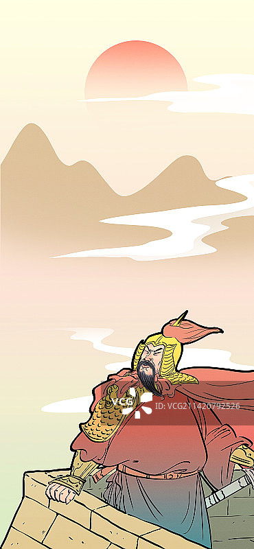 古诗词满江红岳飞凭栏处插画图片素材