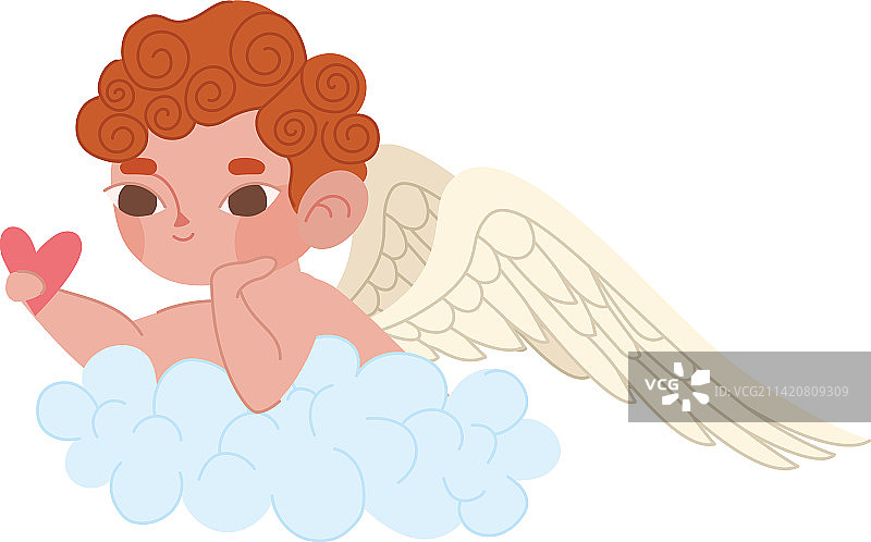 躺在云上的可爱丘比特图片素材