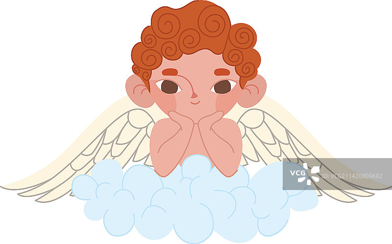 丘比特躺在云朵上图片素材