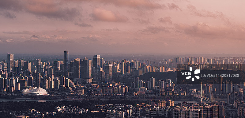 低饱和度的广西南宁五象新区城市风光全景图图片素材