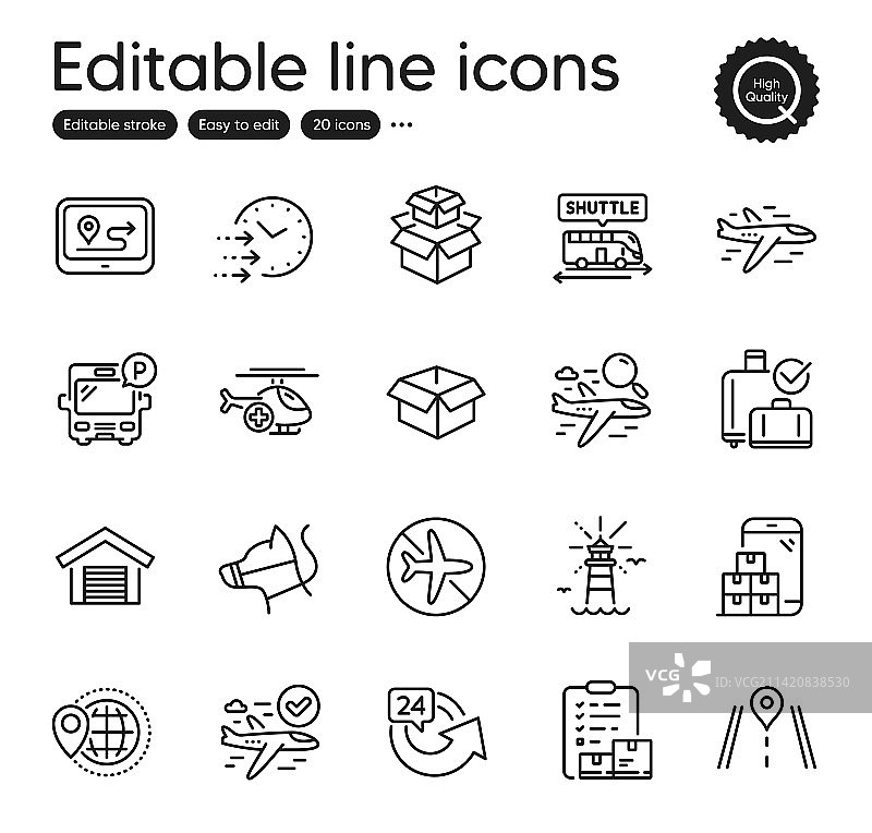 交通线条图标集合图片素材