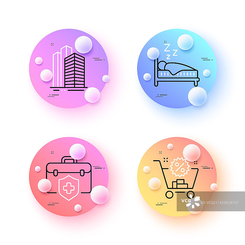 睡眠、摩天大楼和购物车图片素材