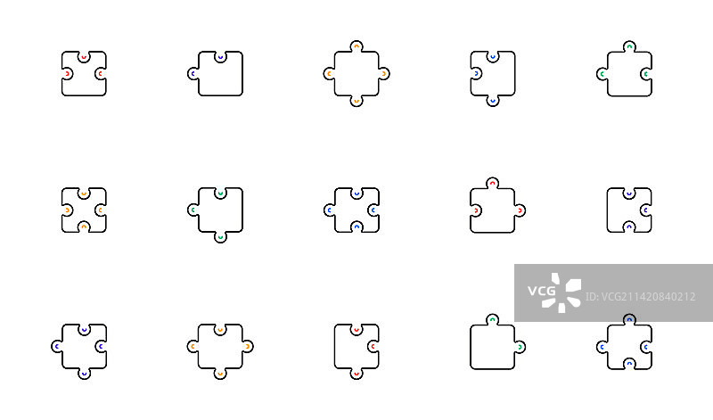 拼图线性图标，拼图挑战策略图片素材