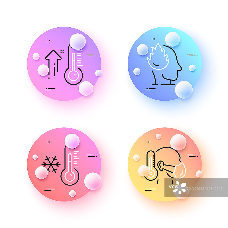 高温温度计与生病的男人极简线条图片素材