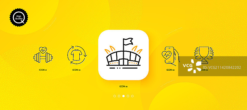 获胜者哑铃与竞技场极简线条图标图片素材