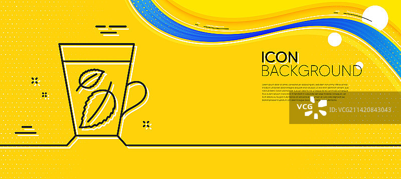 薄荷茶线条图标，清新草本饮品图片素材