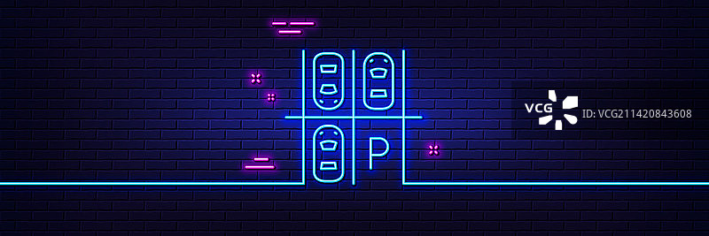 停车位线条图标霓虹灯图片素材