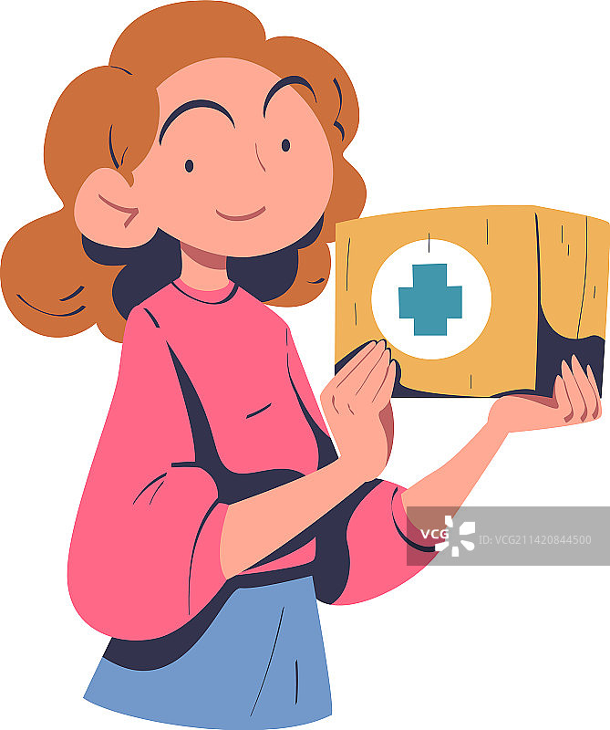 年轻女性志愿者手捧纸板箱图片素材