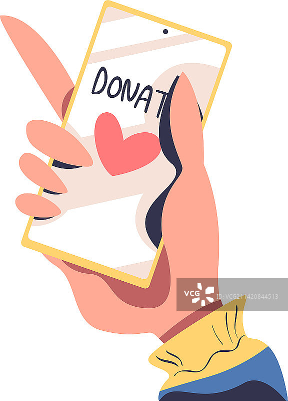 志愿者手持智能手机进行捐赠图片素材