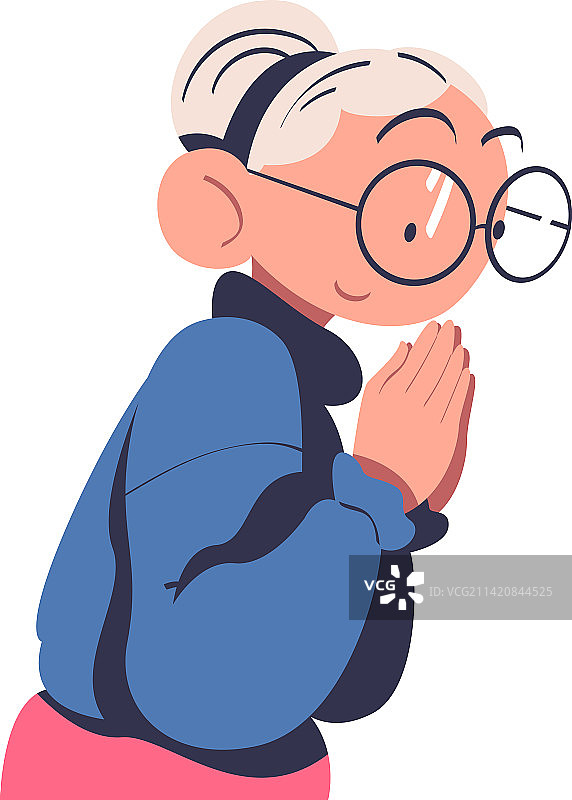 快乐微笑的银发老年妇女图片素材