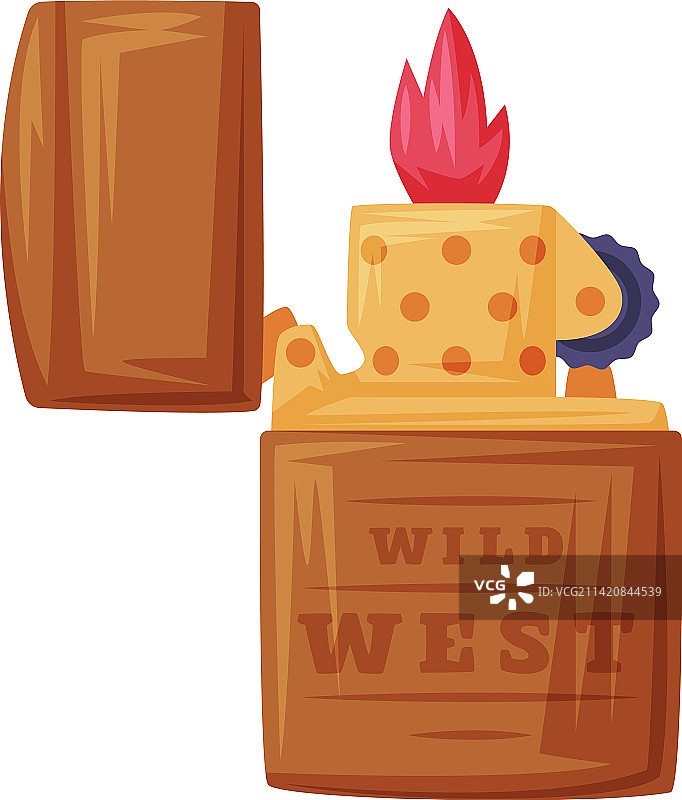 狂野西部风格的燃烧火焰打火机图片素材