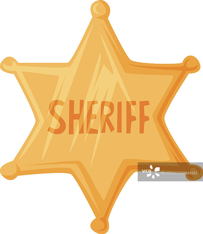 金色警长星形徽章，狂野西部元素图片素材