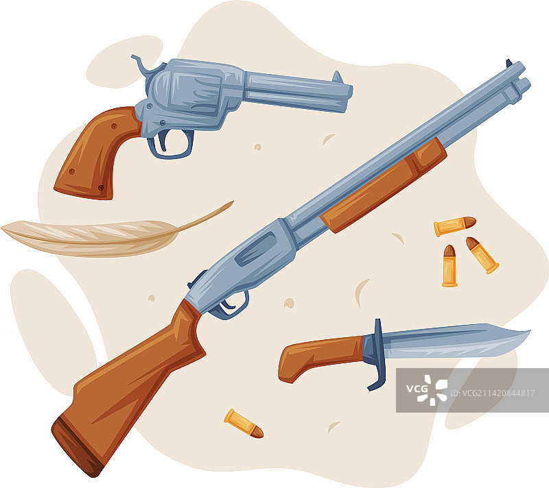 狂野西部的手枪、步枪和刀图片素材
