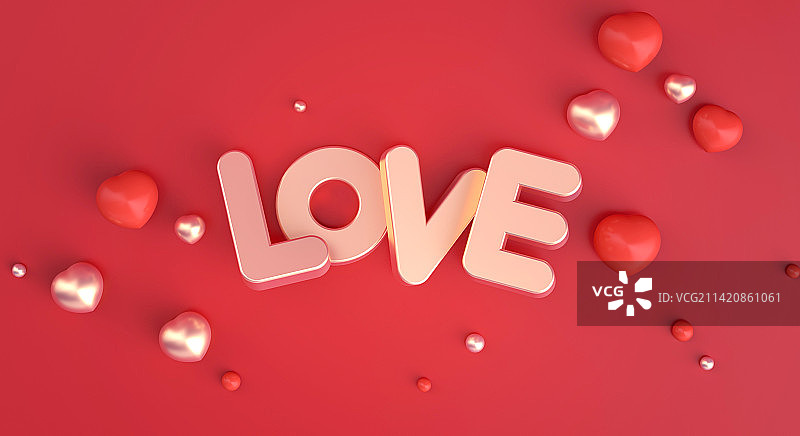 3D情人节爱心LOVE图片素材