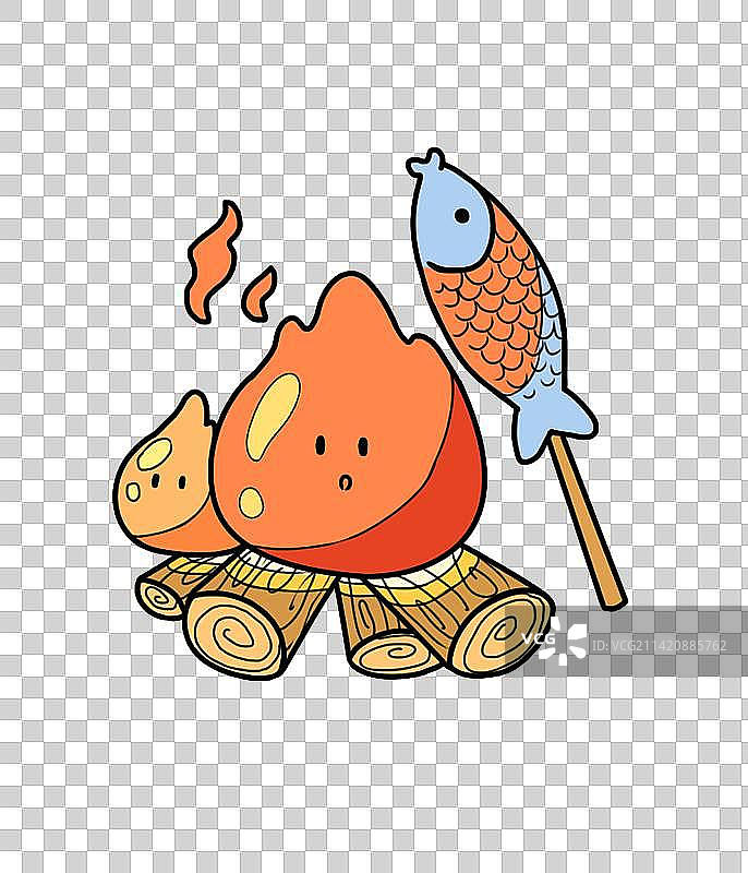 线条火堆起火图标插画元素图片素材