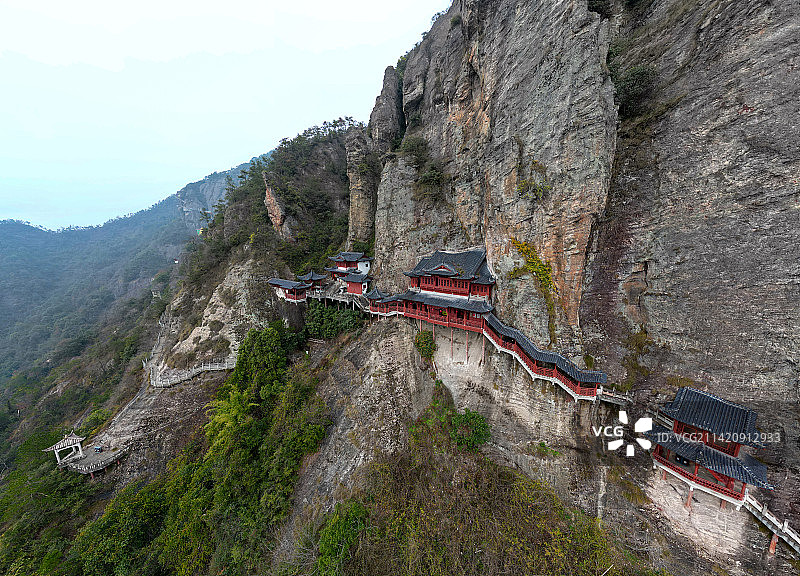 建德大慈岩悬空寺航拍图片素材
