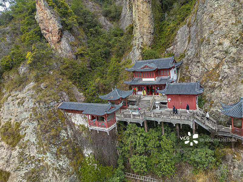 建德大慈岩天师殿航拍图片素材
