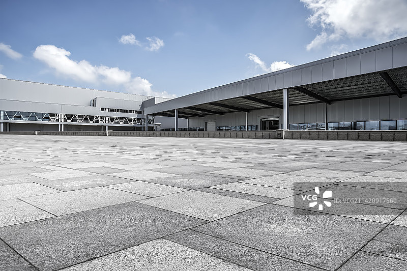 道路地面和工厂厂房图片素材