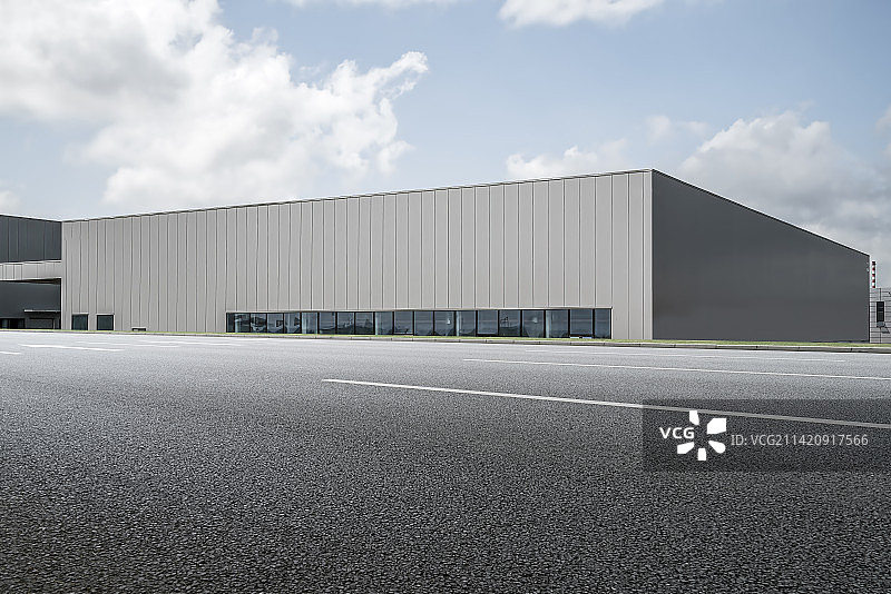 道路地面和工厂厂房图片素材