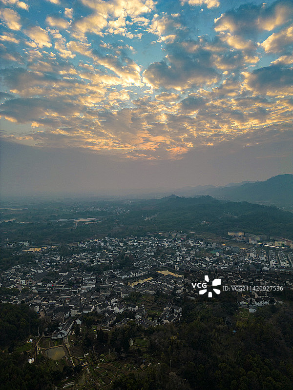 兰溪诸葛八卦村航拍图片素材