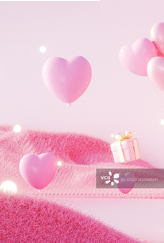 粉色情人节电商展台场景图片素材